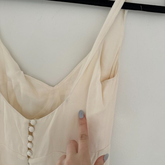 Reformation Lecce Maxi Crepe Dress Sz 4 Ivory Scoop Neck Full Skirt w/ Train - Picture 10 of 15